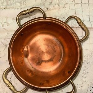 2 Vintage Copper and Brass Serving Bowl / Pots